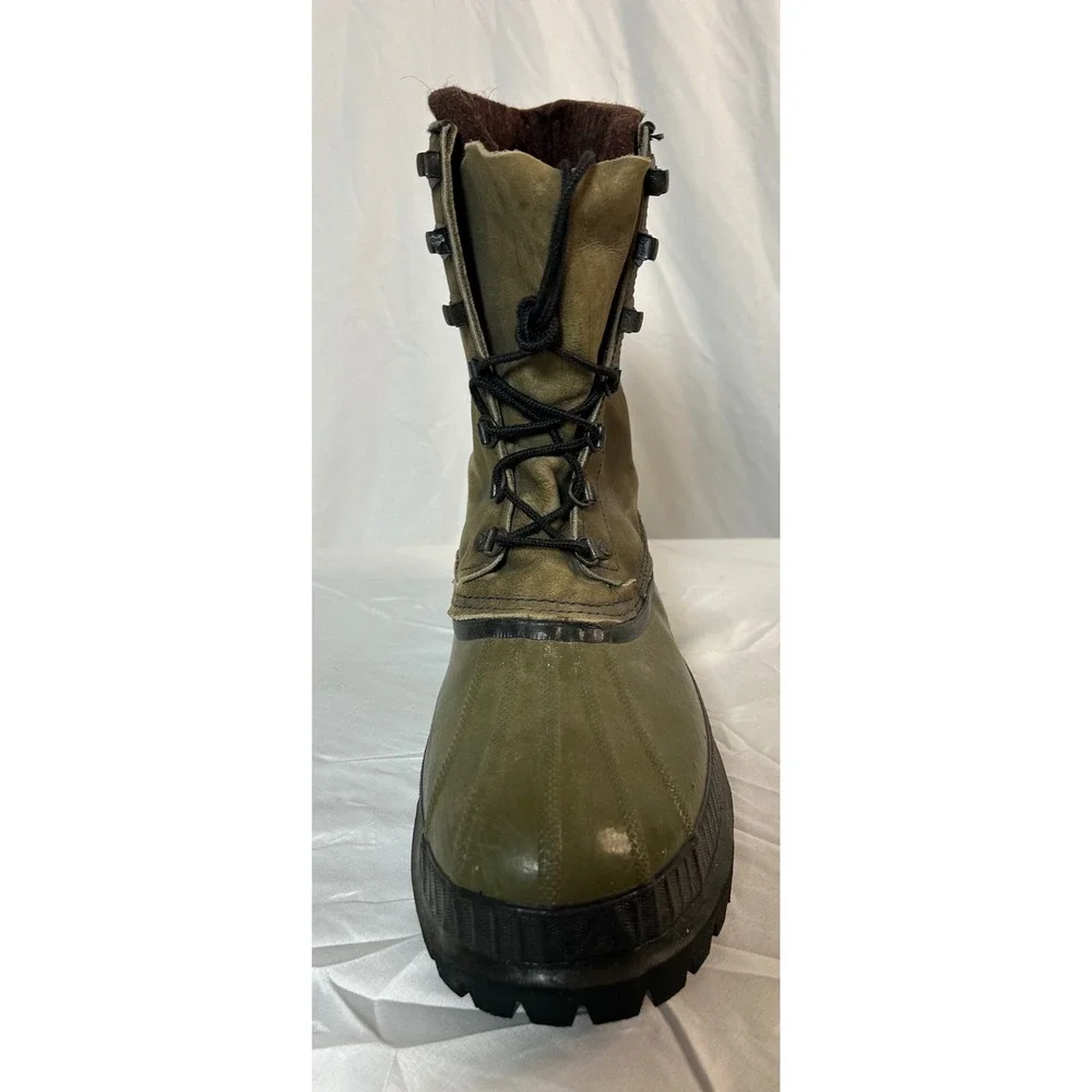 Vintage Sorel Mark X Kaufman Boots Olive Green Wool Liner Vibram Sole Canada 12